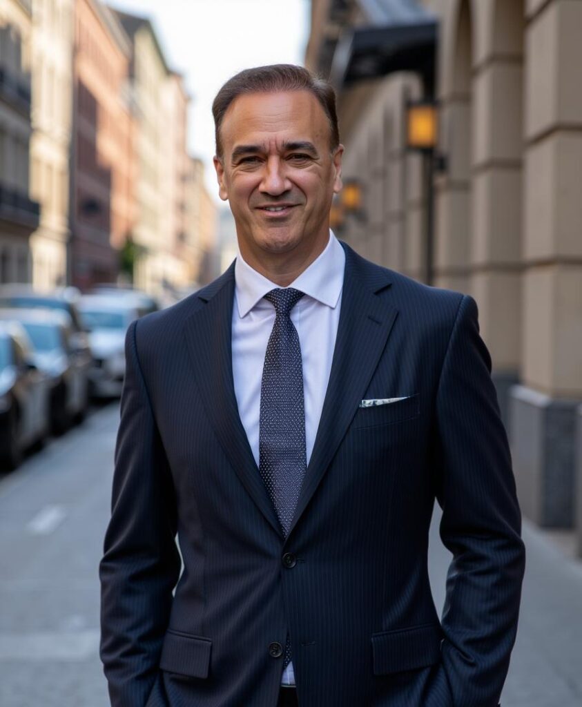 Portrait of Jim Tyminski on a city background