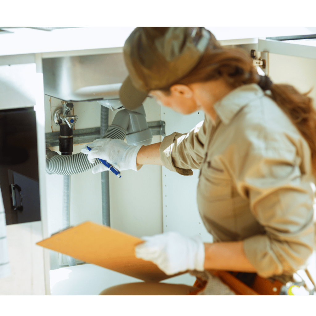 woman inspecting home