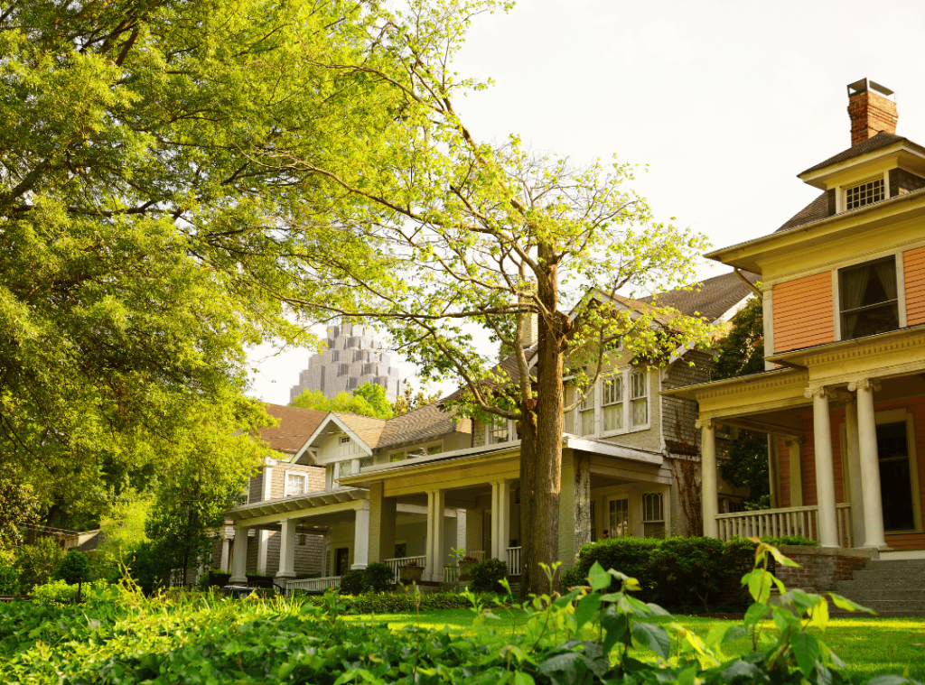 Georgia row houses with trees out front
