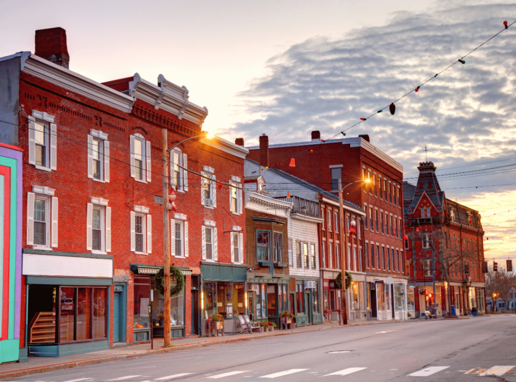 maine row houses on side street