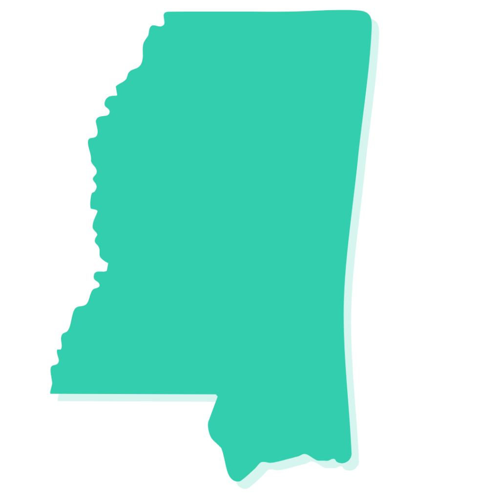 Mississippi on green state outline