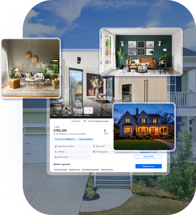 Screenshots of the Zillow website.