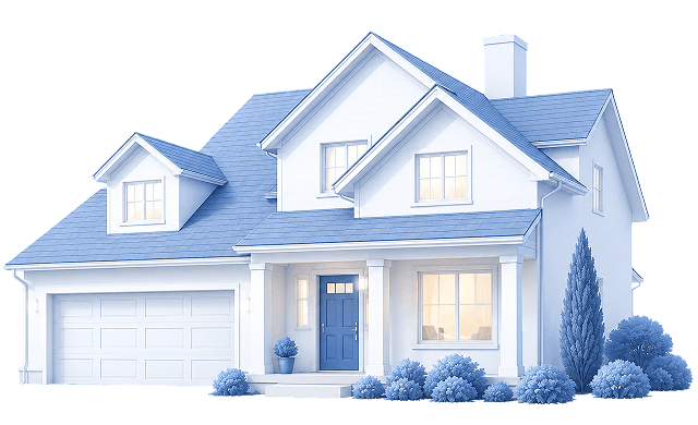 Illustrated blue house